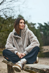 Veste fausse fourrure beige