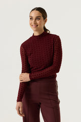 Top manches longues pois bordeaux