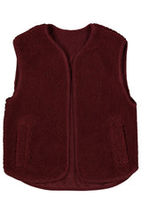 Gilet en teddy et velours bordeaux