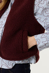 Gilet en teddy et velours bordeaux