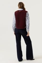 Gilet en teddy et velours bordeaux