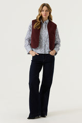 Gilet en teddy et velours bordeaux