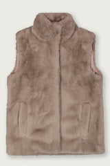 Gilet fausse fourrure taupe