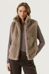 Gilet fausse fourrure taupe