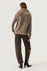 Gilet fausse fourrure taupe