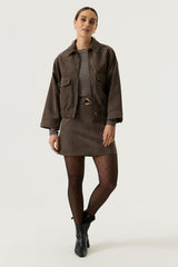 Jupe en daim taupe