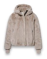 Veste fausse fourrure beige