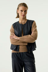 Gilet cuir bleu fonce