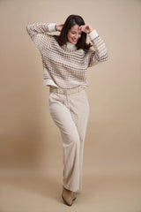 Pull col montant beige