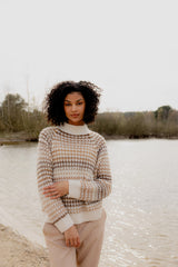 Pull col montant beige