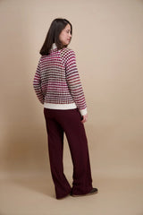 Pull col montant bordeaux