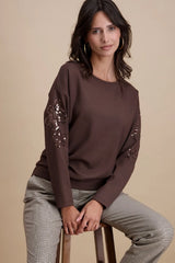 Sweat ample avec sequins marron