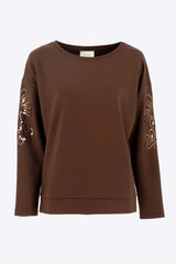 Sweat ample avec sequins marron