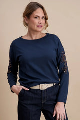 Sweat ample avec sequins bleu