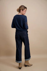 Sweat ample avec sequins bleu