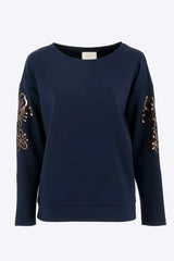 Sweat ample avec sequins bleu