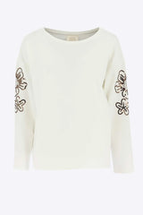 Sweat ample avec sequins blanc