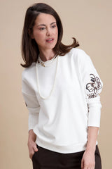 Sweat ample avec sequins blanc