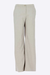 Pantalon droit rayé beige