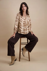 Pantalon droit uni marron