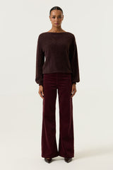 Pantalon en velours bordeaux