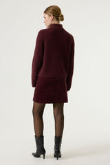 Pull col roulé bordeaux