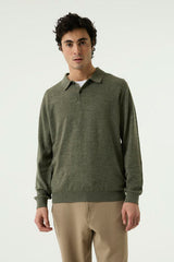 Pull polo vert olive