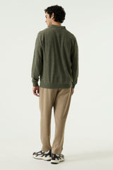 Pull polo vert olive