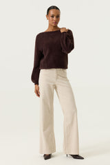 Pantalon en velours côtelé beige