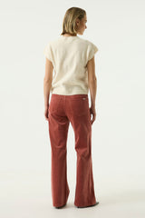 Pantalon en velours côtelé old rose